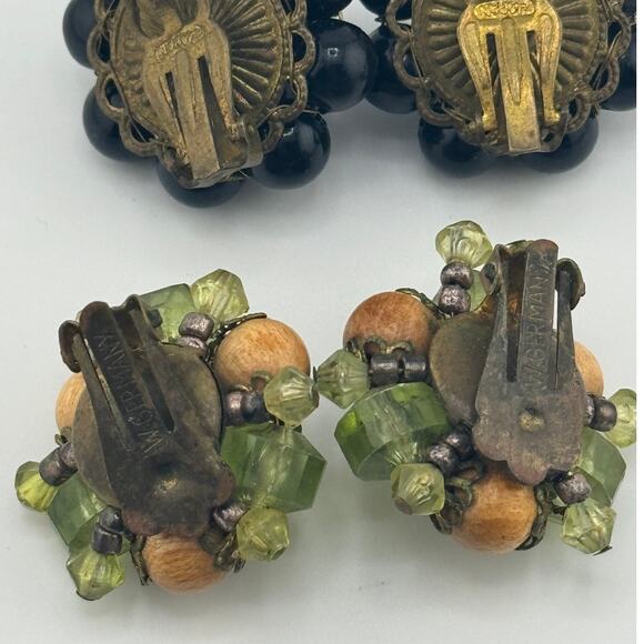 Vintage Lot Of 3 Japan And West Germany Clip On Cluster‎ And Solid Earrings - Picture 4 of 11